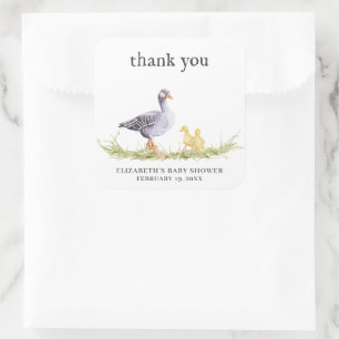 Rustic Farmhouse Goose   Baby Shower Favour Square Sticker