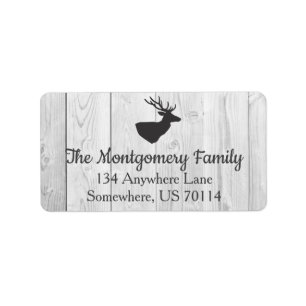 Rustic Farmhouse Gray Deer & White Wood Planks Label