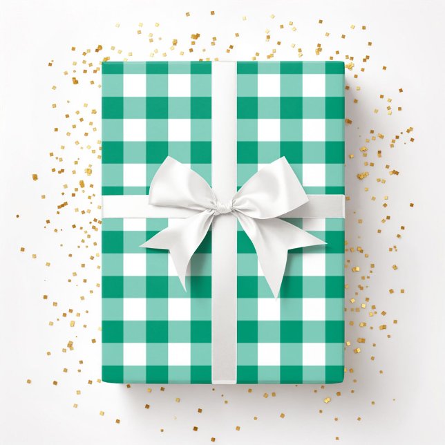 Rustic Farmhouse Green Checked Gingham Pattern Wrapping Paper (Rustic Farmhouse Green Checked Gingham Pattern Wrapping Paper)