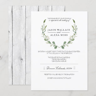 Rustic Farmhouse Greenery   Elegant Wedding Invitation