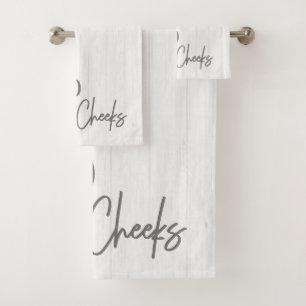 Rustic Farmhouse Hello Sweet Cheeks White Wood Bath Towel Set