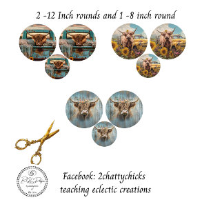 Rustic Farmhouse Highland Cows 12&8 inch rounds Wrapping Paper Sheet