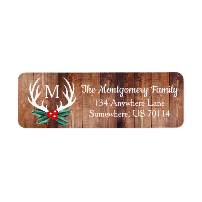 Rustic Farmhouse Holiday Deer Antlers Holly Berry (Front)