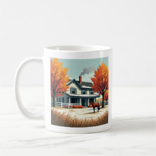 Rustic Farmhouse & Horse Fall Canvas Wall Art Coffee Mug