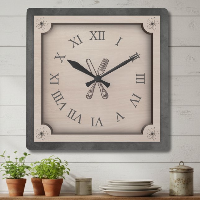 Rustic Farmhouse Kitchen Roman Numeral Wall Clock (A wonderful housewarming gift or a stylish way to complete your Farmhouse Chic aesthetic)