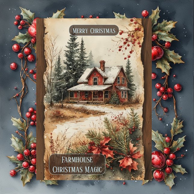 Rustic Farmhouse Magic Christmas Woodland Country  Holiday Card (Elegant Rustic Farmhouse Magic Christmas Woodland Country Holiday Card)
