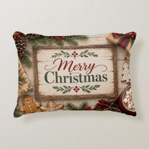 Rustic Farmhouse Merry Christmas Decorative Cushion