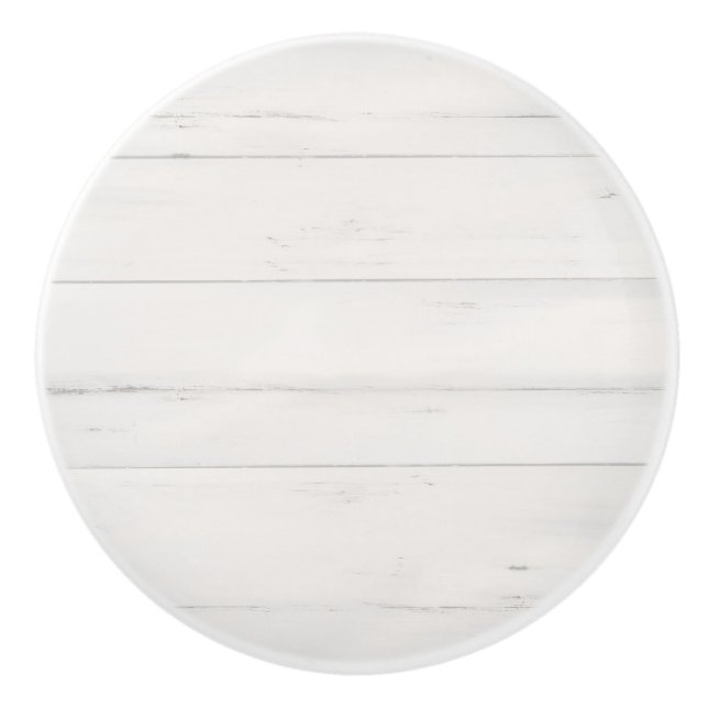 Rustic Farmhouse Modern White Shiplap Barn Wood Ceramic Knob (Front)