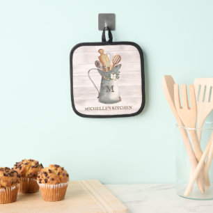 Rustic Farmhouse Monogram Kitchen Pot Holder