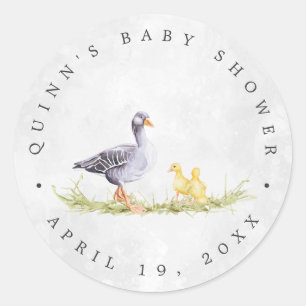 Rustic Farmhouse Mother Goose   Baby Shower Favour Classic Round Sticker