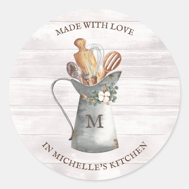 Rustic Farmhouse Name Classic Round Sticker (Front)