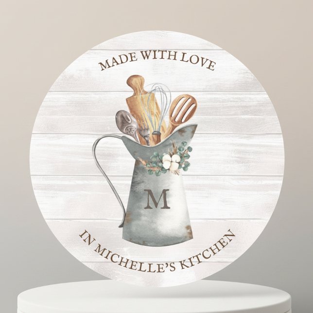 Rustic Farmhouse Name Classic Round Sticker (Creator Uploaded)