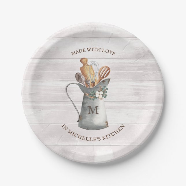 Rustic Farmhouse Name Paper Plate (Front)