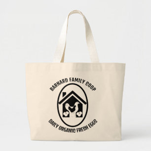 Rustic Farmhouse Organic Fresh Eggs Chicken Gift  Large Tote Bag