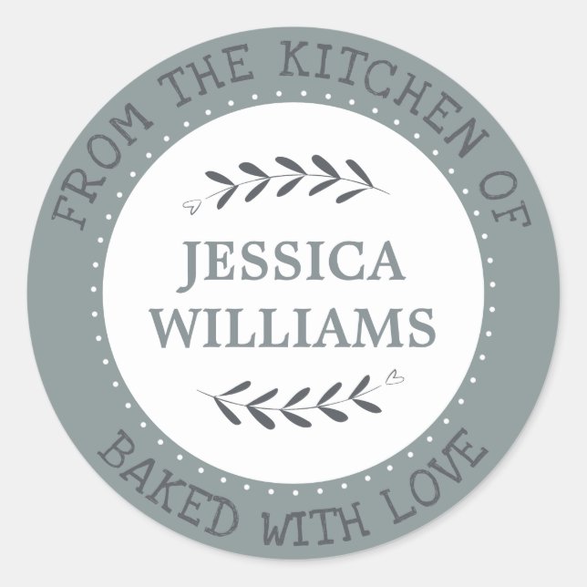 Rustic Farmhouse Personalised Baking Gift Classic Round Sticker (Front)