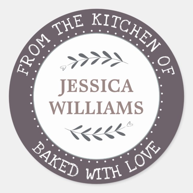 Rustic Farmhouse Personalised Baking Gift Classic Round Sticker (Front)