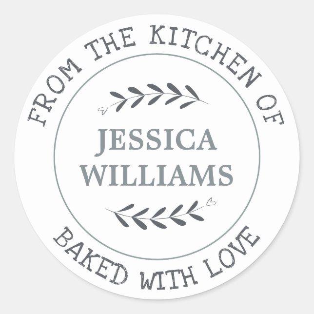 Rustic Farmhouse Personalised Baking Gift Classic Round Sticker (Front)