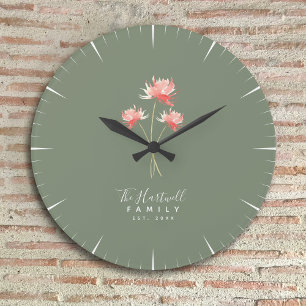 Rustic Farmhouse Personalised Family Name Large Clock