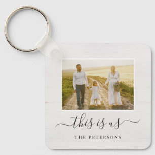 Rustic Farmhouse Personalised Photo Keychain
