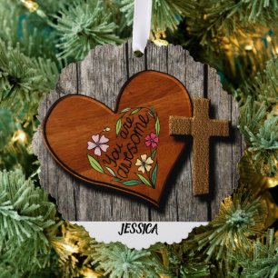 Rustic Farmhouse Personalized Name Tree Decoration Card