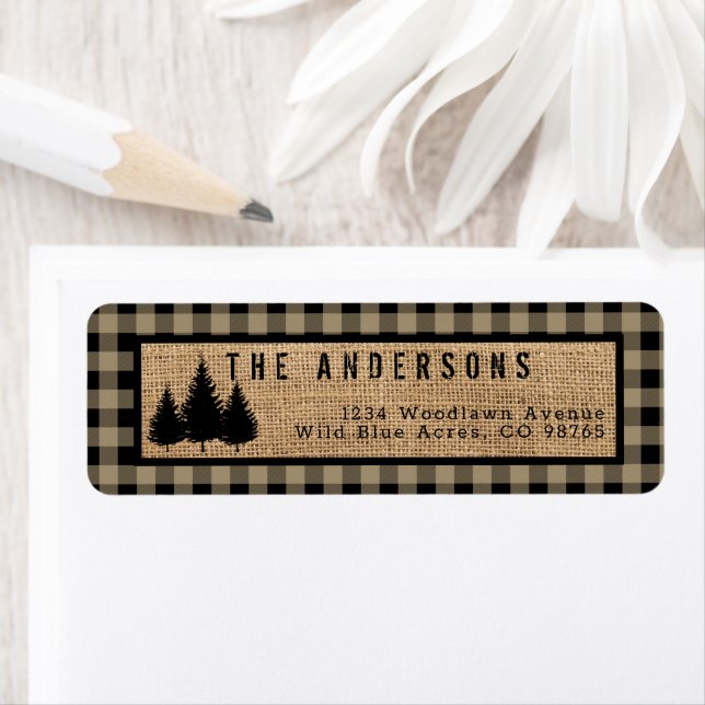 Rustic Farmhouse Plaid Woods Return Address (Insitu)