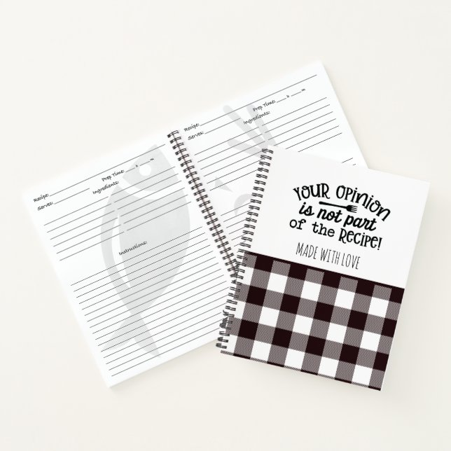 Rustic Farmhouse Plaid Your Opinion Recipe Notebook (Inside)