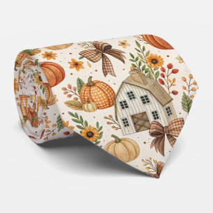 Rustic Farmhouse Pumpkin Autumn Pattern Tie