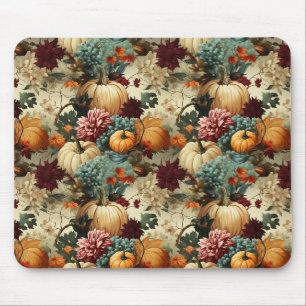 Rustic Farmhouse Pumpkin Orange Floral Vintage Mouse Mat