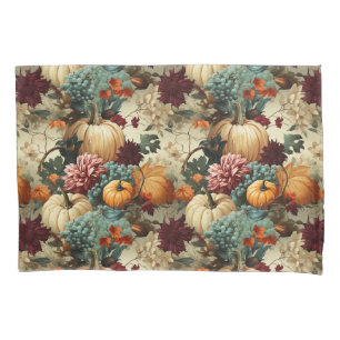 Rustic Farmhouse Pumpkin Orange Floral Vintage Pillowcase