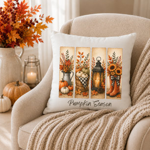 Rustic Farmhouse Pumpkin Season Fall Cushion