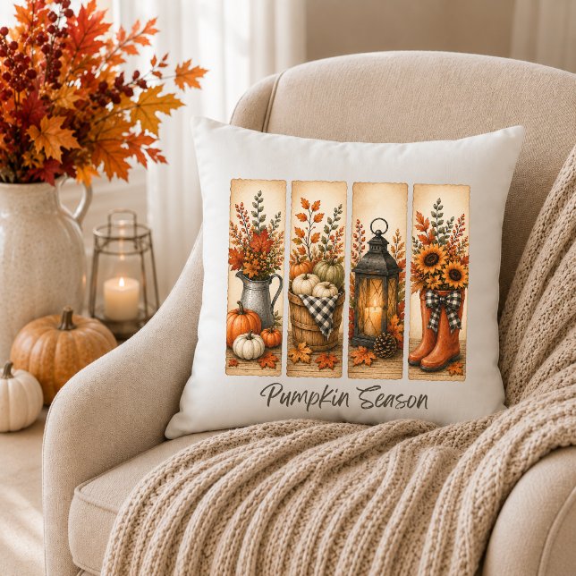 Rustic Farmhouse Pumpkin Season Fall  Cushion (Creator Uploaded)