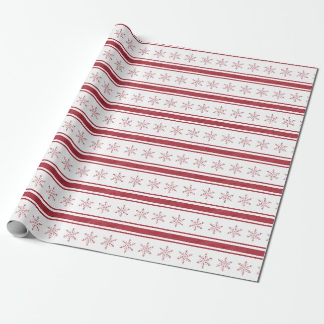 Rustic Farmhouse Red French Ticking Stripe Gift Wrapping Paper (Unrolled)