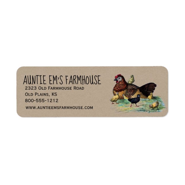 Rustic Farmhouse Return Address Label w/Chicken (Front)