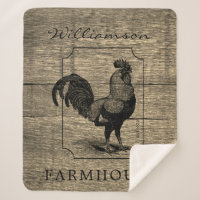 Rustic Farmhouse Rooster Barn Wood Family Name  
