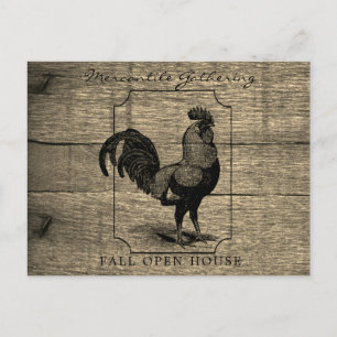 Rustic Farmhouse Rooster Barnwood  Postcard