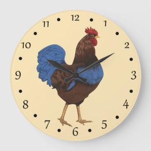 Rustic Farmhouse Rooster Painting Large Clock