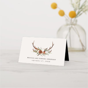 Rustic farmhouse stag black rust wedding table place card
