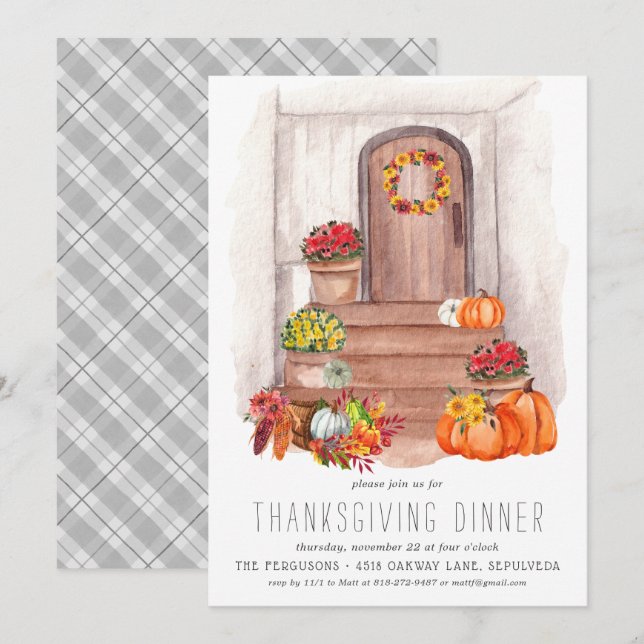 Rustic Farmhouse Thanksgiving Dinner Invitation (Front/Back)