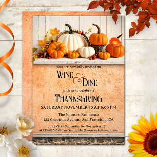 Rustic Farmhouse Thanksgiving Dinner Party  Invitation