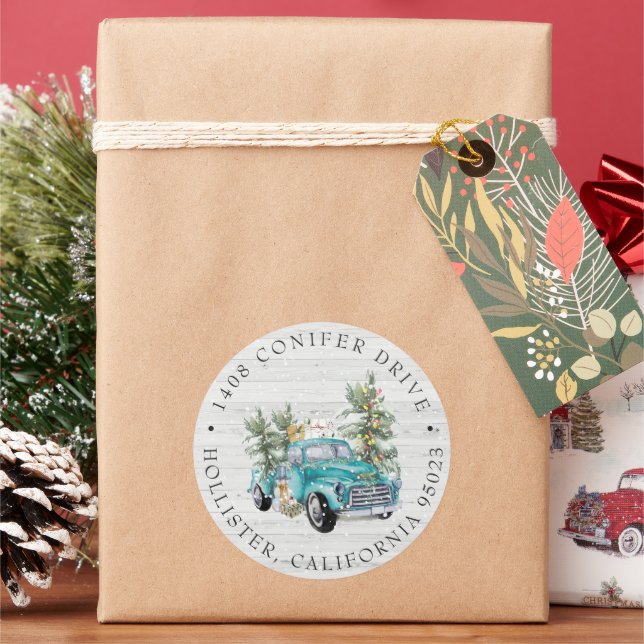 Rustic Farmhouse Truck | Christmas Address Label (Holiday)