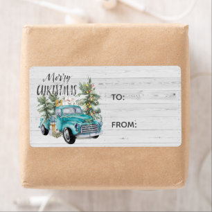Rustic Farmhouse Truck Christmas Gift Label