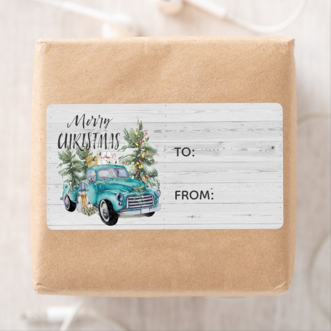 Rustic Farmhouse Truck | Christmas Gift Label (Insitu)