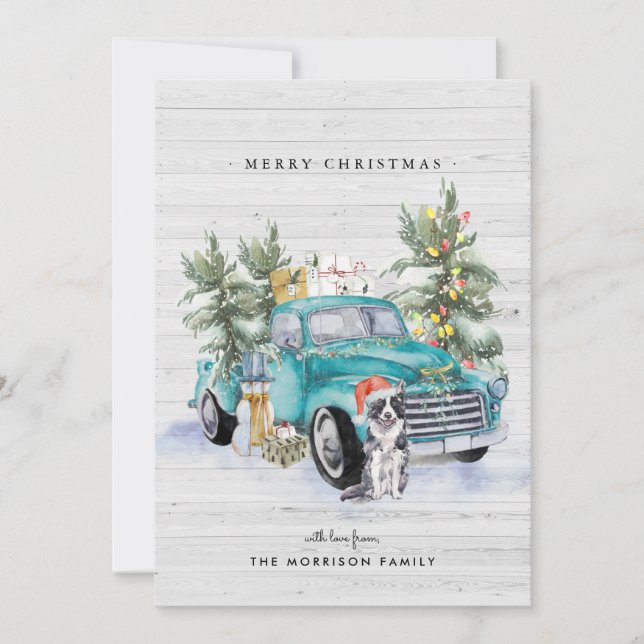 Rustic Farmhouse Truck Christmas Holiday Card (Front)