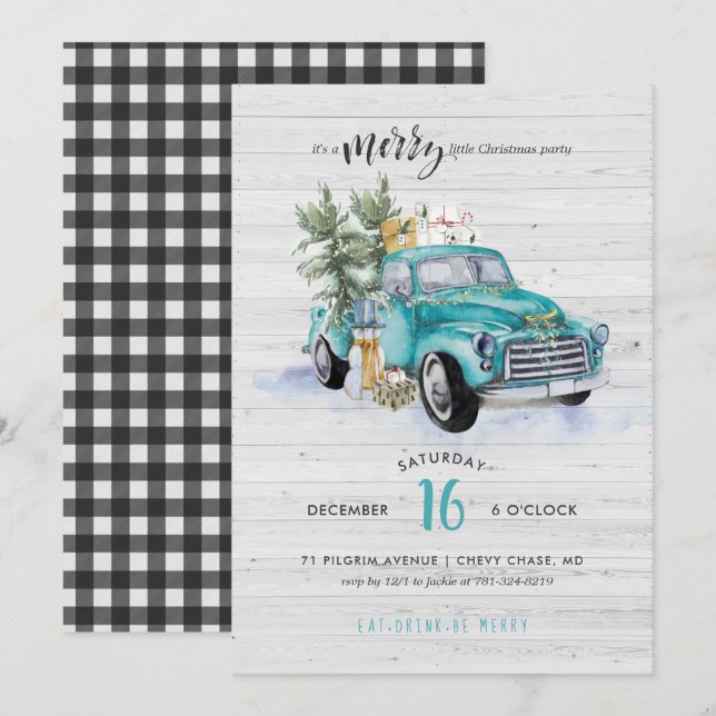 Rustic Farmhouse Truck | Christmas Holiday Party Invitation (Front/Back)