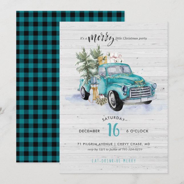 Rustic Farmhouse Truck | Christmas Holiday Party Invitation (Front/Back)