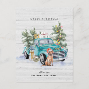 Rustic Farmhouse Truck Christmas Holiday Postcard