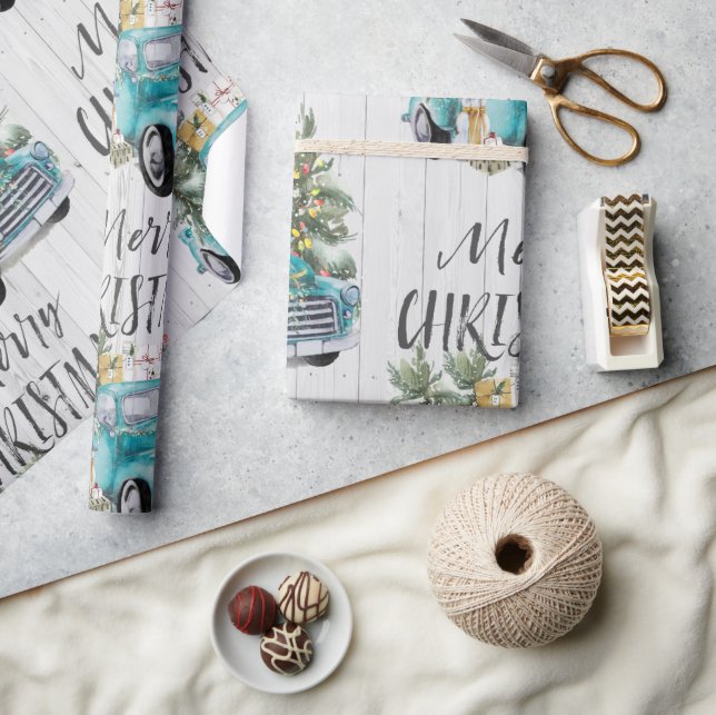 Rustic Farmhouse Truck Christmas Wrapping Paper (Crafts)