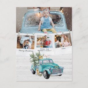 Rustic Farmhouse Truck   Clothespin Photo Collage Postcard