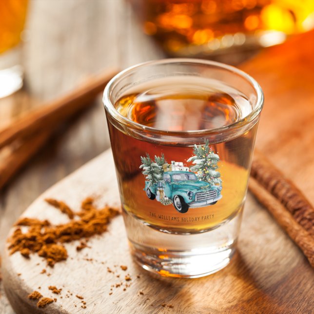 Rustic Farmhouse Truck | Monogram Christmas Shot Glass (Creator Uploaded)