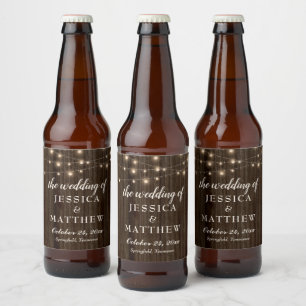 Rustic Farmhouse Twinkling Lights Beer Bottle Label
